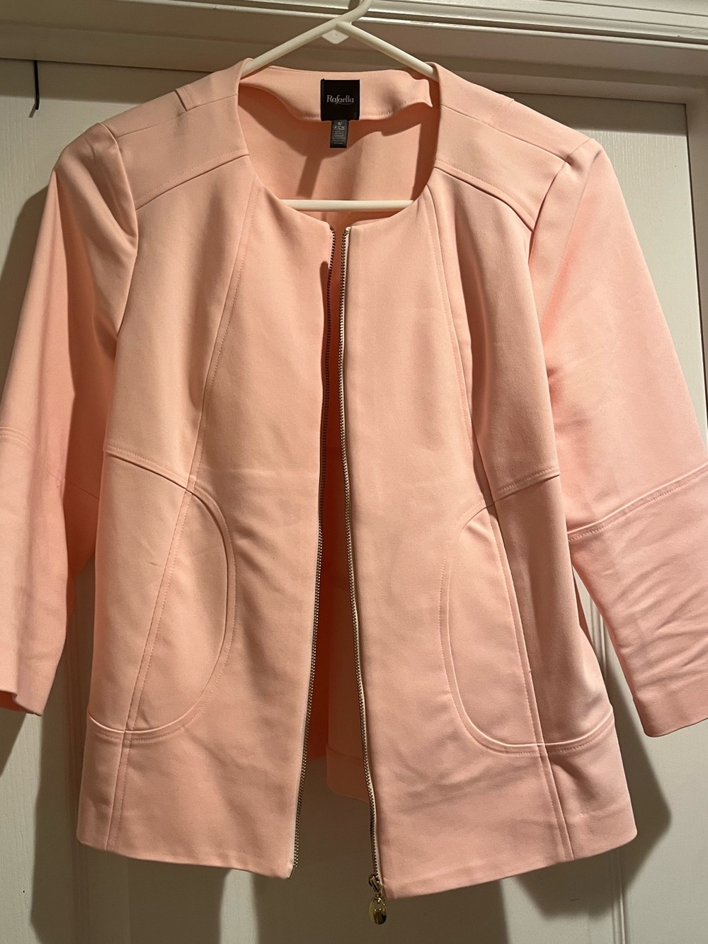 Rafaella Soft Peach-Pink Zip Front Top